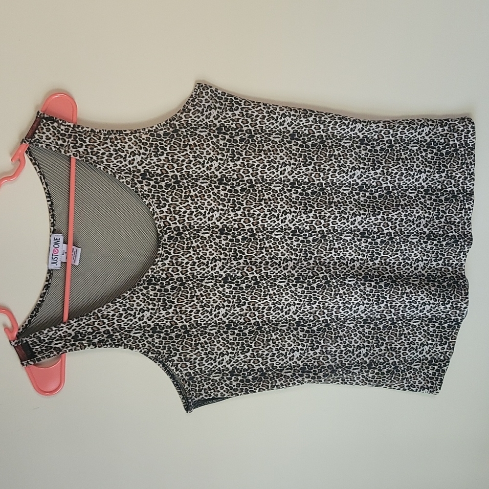 Just One Leopard Sleeveless Net Top SZ XL